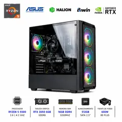 AMD CORP - PC GAMER AMD RYZEN 5 5500, 16GB (2X8GB), SSD 512GB, RTX3050 6GB, 600W, RGB.