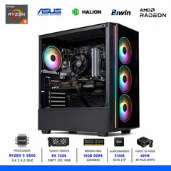 AMD CORP - PC GAMER AMD RYZEN 5 5500, 16GB (2X8GB), SSD 512GB, RX7600 8GB, 600W, RGB.