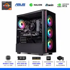 AMD CORP - PC GAMER AMD RYZEN 5 5500, 16GB (2X8GB), SSD 512GB, RTX 5050 8GB, 600W, RGB.
