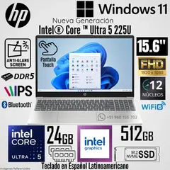 HP - Laptop HP 15-FD2369LA Intel Core Ultra 5 225U 24GB RAM 512GB SSD 15.6"  FHD Táctil - Plateado