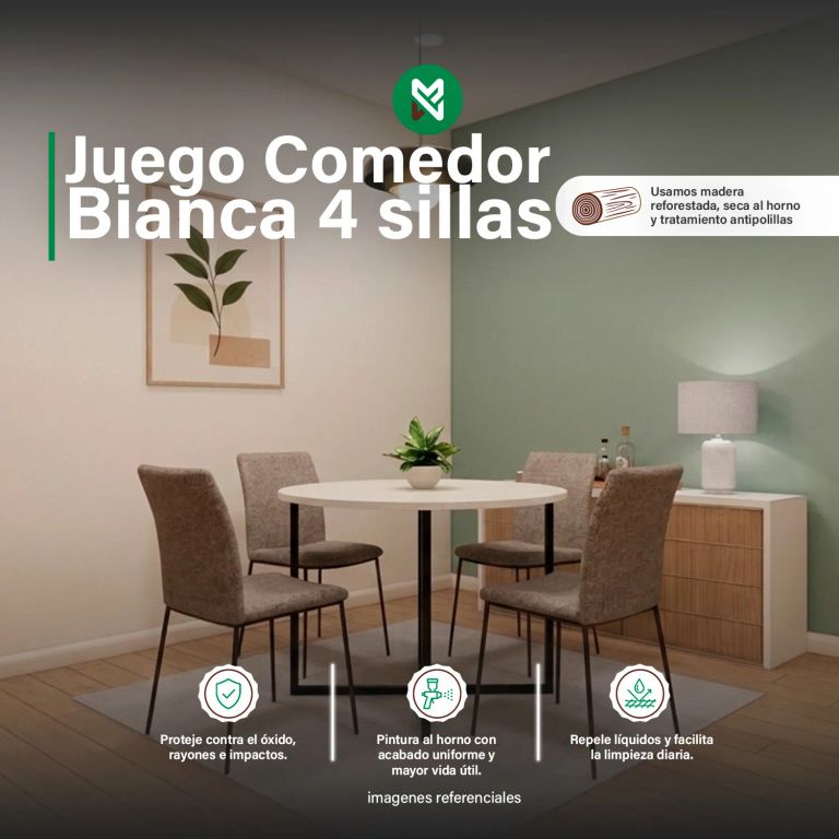 Juego de Comedor Bianca 4 sillas