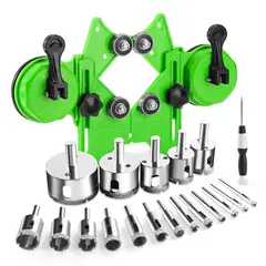 GENERICO - Brocas Diamantadas Set 20 Pzas + Guía + Desarmador Corte Cerámico Vidrio Porcelanato