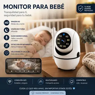 GENERICO - MONITOR PARA BEBÉ WIFI HD  SEGURIDAD, TRANQUILIDAD Y CONEXIÓN EN TODO MOMENTO