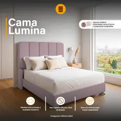 MUEBLES MODENZA - Cama Nube Box Tarima Modenza + Cabecera Lumina 1,5pz - Rosado