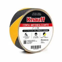 GENERICO - Cinta Antideslizante Knauff 2 Pulgadas x 20 Metros Alta Fricción Negro Amarillo