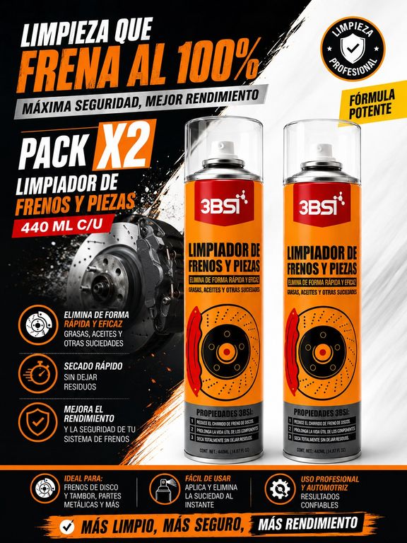 Pack de 2 Limpiador De Frenos Y Piezas 3bsi 440ml