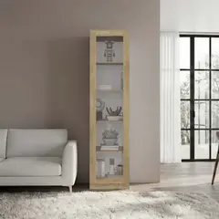 TUHOME - Vitrina 1 Puerta Home-E6 Macadamia y Blanco 180,6x45,0x31,3 Cm