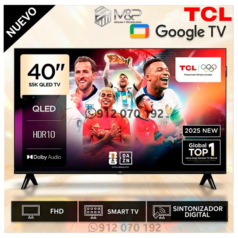 Televisor TCL 40 Smart Google TV QLED Full HD 40S5K