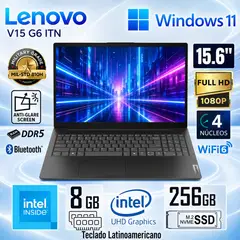 LENOVO - Laptop Lenovo V15 G6 ITN Intel N100 8GB RAM 256GB SSD 15.6 FHD - 83M40016LD