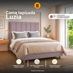 MUEBLES MODENZA - Cama Box Tarima Modenza + Cabecera Luzia 2pz - Rosado