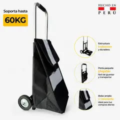 IMSARACKS - Carrito de mercado plegable  Modelo Premium con Bolso negro
