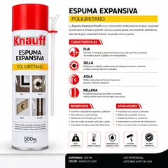 KNAUF - Espuma Expansiva Knauff Poliuretano 500 ml Sellador Aislante Profesional