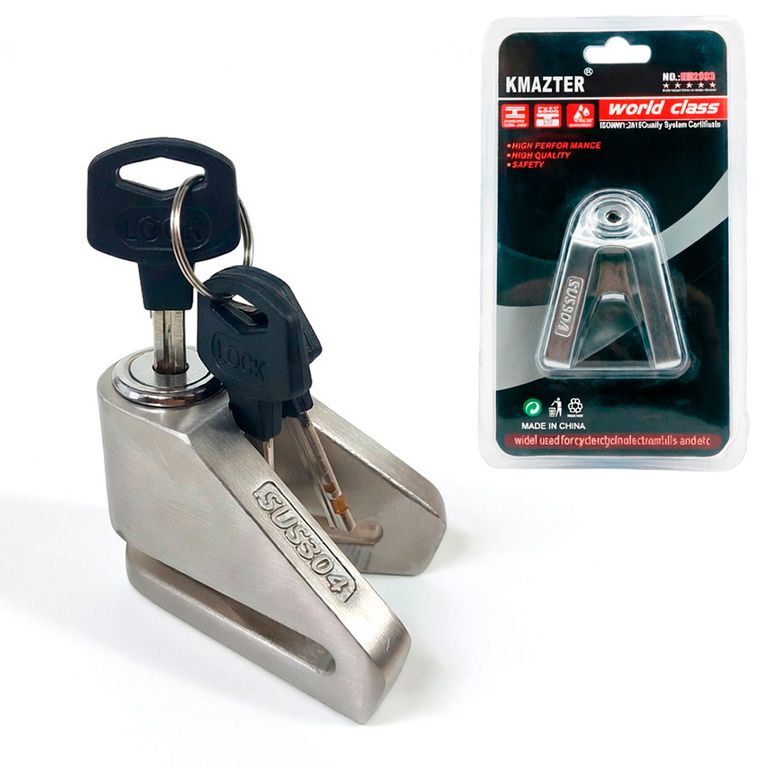 Candado de Disco Kmazter KM2033 SUS304 Acero Inoxidable Para Moto