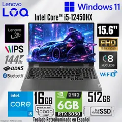 LENOVO - Laptop Lenovo LOQ 15IAX Intel Core i5-12450HX 16GB RAM 512GB  RTX 3050-6GB 15.6" FHD - 83GS00TKLM