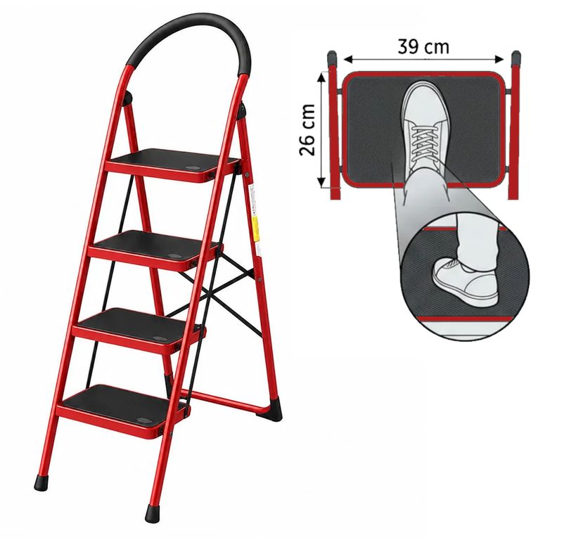 Escalera de Acero 4 Pasos Plegable Antideslizante Liviana Buypal 100 cm