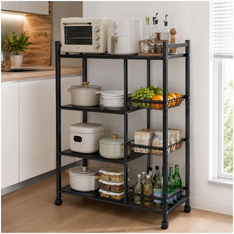 Estante Organizador de Cocina Multiusos de Metal con Ruedas 108x80x32cm