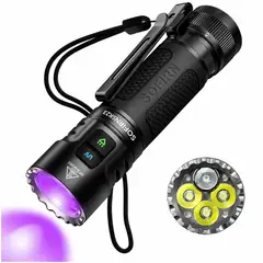 OEM - Linterna LED Profesional 3300 Lúmenes USB C Recargable Con Luz UV 365nm Base Magnética IP68