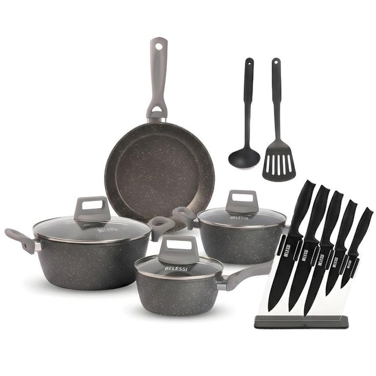 Combo x14 Juego de ollas x9 + Set de Cuchillos x5