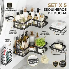 GENERICO - Set x5 Estantes Organizadores Repisas Para Baño y Ducha En Acero Inoxidable