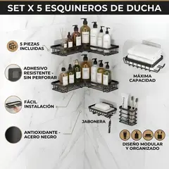 GENERICO - Pack x5 Repisas Organizadoras Para Ducha de Metal Resistente Inoxidables
