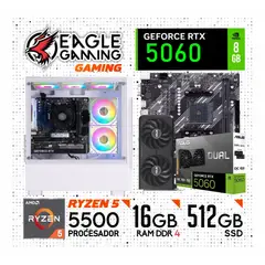 NVIDIA - Computadora PC Gamer AMD RYZEN 5 5500 + RTX 5060 8GB + RAM 16GB + SSD 512GB.