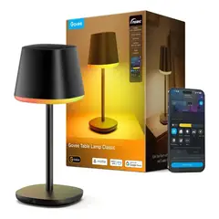 GOVEE - Govee Lámpara de mesa recargable RGBIC para dormitorio sin adaptador, Negro