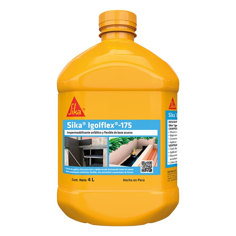 Recubrimiento asfáltico impermeable Sika Igolflex-175 Negro 4L