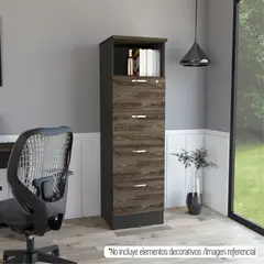 TUHOME - Archivador 4 Cajones Home Office Coñac Y Negro 161,5x47,5x45,0 Cm