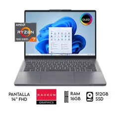 LENOVO - LAPTOP LENOVO IDEAPAD SLIM AMD RYZEN 7 7735HS RAM 16GB SSD 512GB 14″ OLED FHD GRIS.