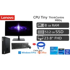LENOVO - CPU mini DESKTOP M80q Ci5 10500T 8 ram ssd 512 REACCONDICIONADA 1 AÑO GARANTÍA + Monitor Nuevo 23.8"