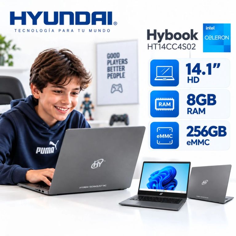 Laptop Hyundai Hybook HT14CC4S02 Celeron N4020, 8GB RAM, 256GB eMMC, 14.1″ HD, Windows10