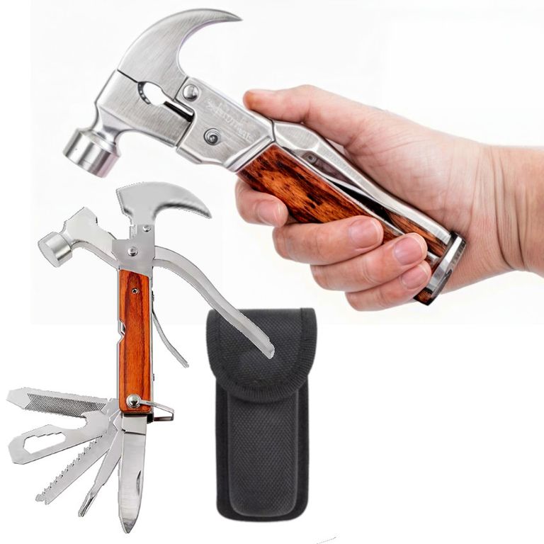 Multi Herramienta Martillo supervivencia Cuchillo Navaja Sierra y MAS... 7 en 1 regalo papá Camping