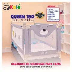 KALE - PACK 3 BARANDAS DE SEGURIDAD QUEEN 150x200 PARA CAMA DE BEBES Y NIÑOS