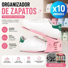 GENERICO - Set Completo x 10 Organizadores Ajustables De Zapatos Color Rosa