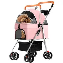 GENERICO - Coche 3 EN 1  para Mascotas Plegable – Transporte Seguro y Cómodo - rosado