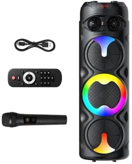 Parlante Karaoke Sing-e Portátil Bluetooth de 60W Con control y 1 Micrófono 8" Luces LED
