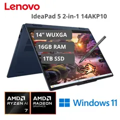 LENOVO - Laptop Lenovo IdeaPad 5 2 en 1 14AKP10 AMD Ryzen AI 7 350 16GB 1TB SSD 14" WUXGA Táctil Win11 Home