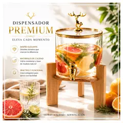 OEM - Dispensador de Agua 5.5 Litros de Borosilicato con Base de Bambú