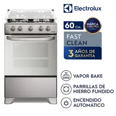 Electrolux - Cocina de Pie Electrolux FE4GMR 60cm Vaporbake 4 Quemadores Silver