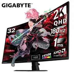 GIGABYTE - MONITOR GAMING GIGABYTE 32  GS32QCA VA Curvo 2K (QHD) 2560 x 1440 180Hz, 1Ms