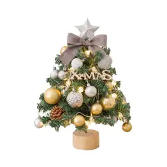 VATYERTY - Mini Árbol de Navidad Decorado con Luces oro