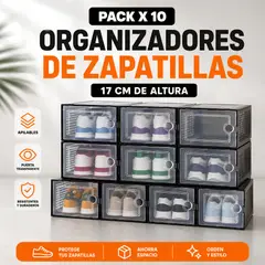 GENERICO - Pack x10 Organizador de Zapatillas Negro Con Ventilación y Marco Doble Para Tallas Grandes