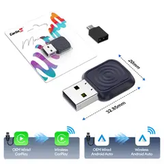 GENERICO - ADAPTADOR CARLINKIT MINI ULTRA INALÁMBRICO CARPLAY Y ANDROID AUTO UNIVERSAL PLUG & PLAY
