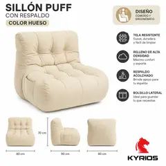 NO LOGO - Sillón puff con respaldo Color HUESO