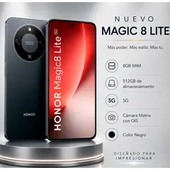 HONOR - CELULAR HONOR MAGIC 8 LITE 5G 8GB - 512GB NEGRO