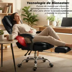 GENERICO - SILLON MASAJEADOR GERENCIAL CON VIBROMASAJES LUMBAR, RECLINABLE, ERGONOMICO CON REPOSAPIES BERLIN 707