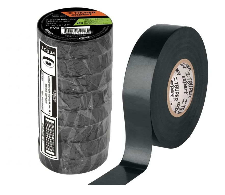 Cinta Aislante Eléctrica Truper M-33x 19mm X 18m Negra Pvc