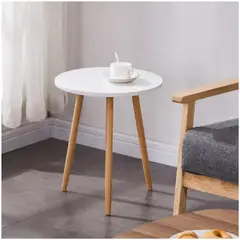 INSPIRA MARKET - Mesa Auxiliar Redonda Moderna 40 cm Blanco para Sala Dormitorio