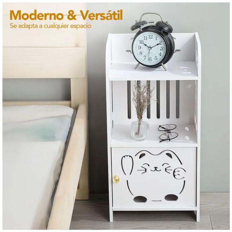 Organizador Estante Multiusos Moderno con Cajón para Oficiana Dormitorio Blanco