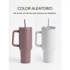INSPIRA MARKET - Vaso Térmico  Acero Inoxidable 1200ml con Asa y Sorbete (Color Aleatorio)